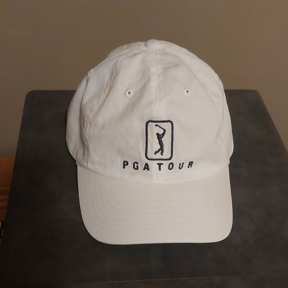 PGA Tour White Cap with Black Logo